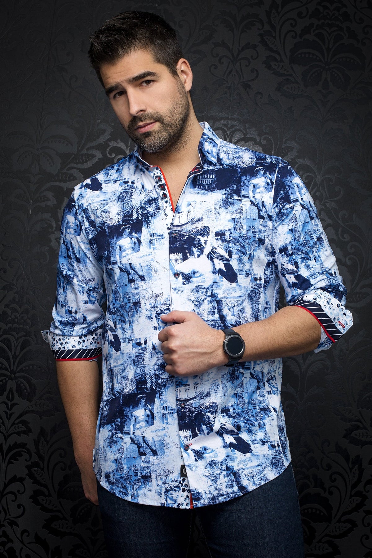 Chemise manches longues en Knit pour homme par Au Noir | DUATO light blue | Machemise.ca, inventaire complet de la marque Au Noir
