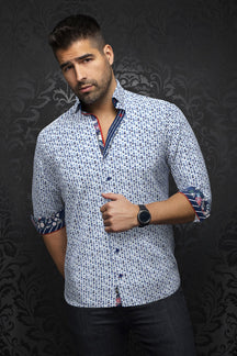 Chemise manches longues pour homme par Au Noir | ESCALA Blanc Bleu | Machemise.ca, inventaire complet de la marque Au Noir