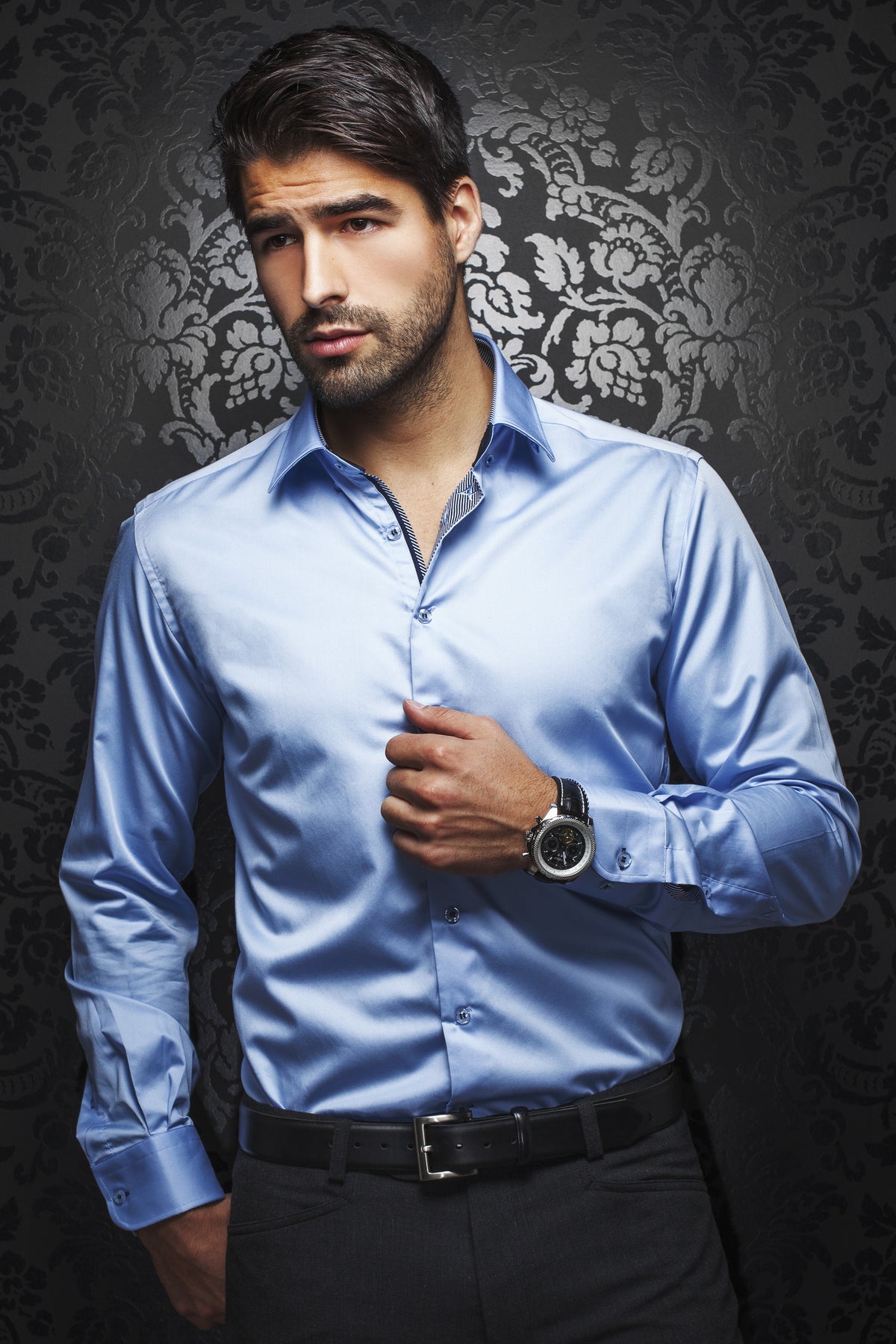 Chemise manches longues Au Noir - FERRE light blue