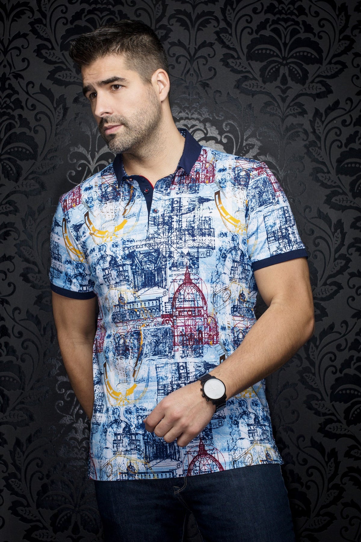 Polo pour homme par Au Noir | FIBUNACCI Bleu Clair | Machemise.ca, inventaire complet de la marque Au Noir