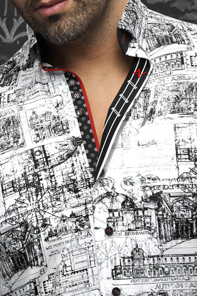 Chemise manches longues pour homme par Au Noir | FLORENSIO Blanc Noir | Machemise.ca, inventaire complet de la marque Au Noir