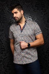 Chemise manches courtes pour homme par Au Noir | FOLIAGE (SS) orange | Machemise.ca, inventaire complet de la marque Au Noir