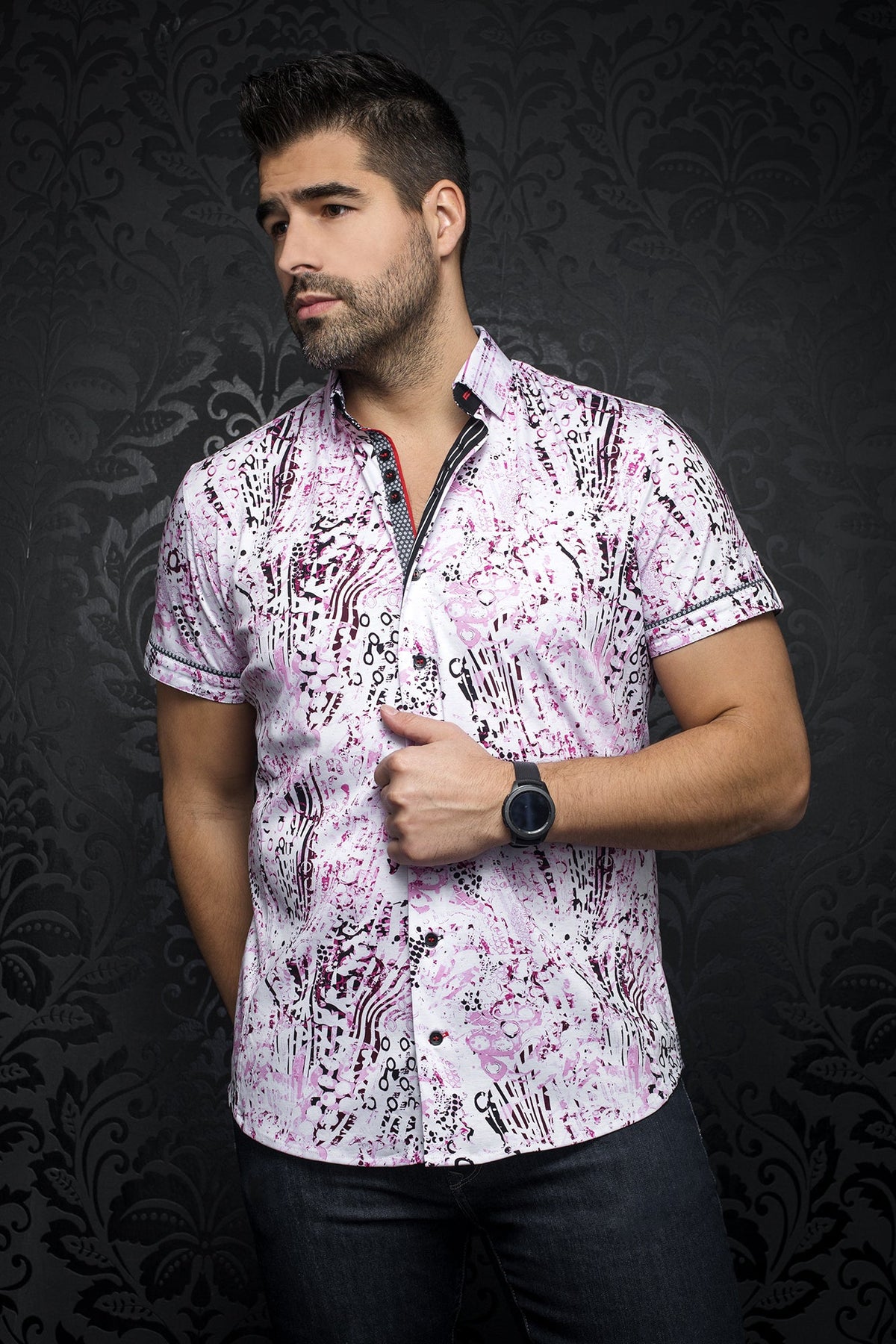 Chemise manches courtes en Knit pour homme par Au Noir | FUTUNA (SS) pink | Machemise.ca, inventaire complet de la marque Au Noir