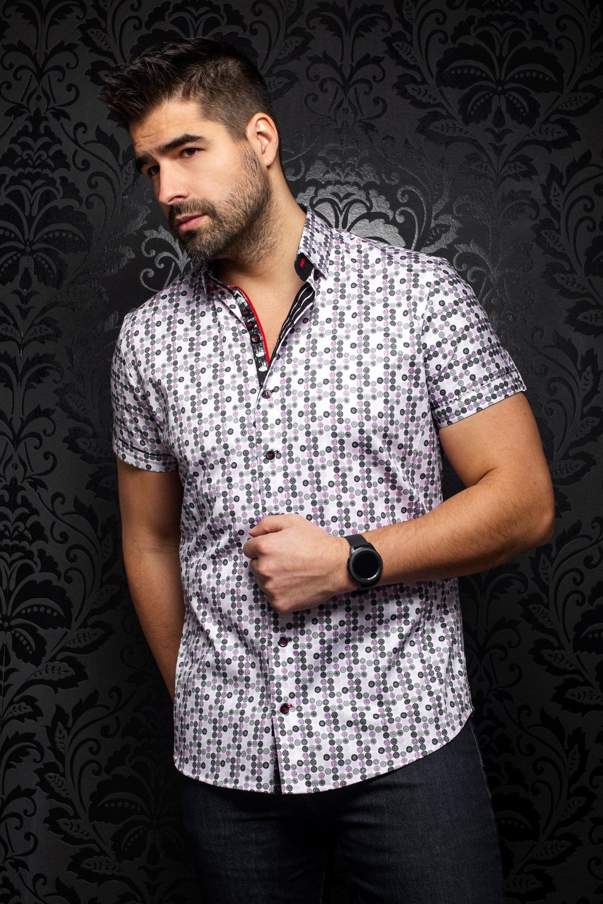 Chemise manches courtes pour homme par Au Noir | GAMBIER (SS) pink | Machemise.ca, inventaire complet de la marque Au Noir