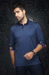 Polo manches longues pour homme par Au Noir | GOLDONI Bleu Foncé | Machemise.ca, inventaire complet de la marque Au Noir