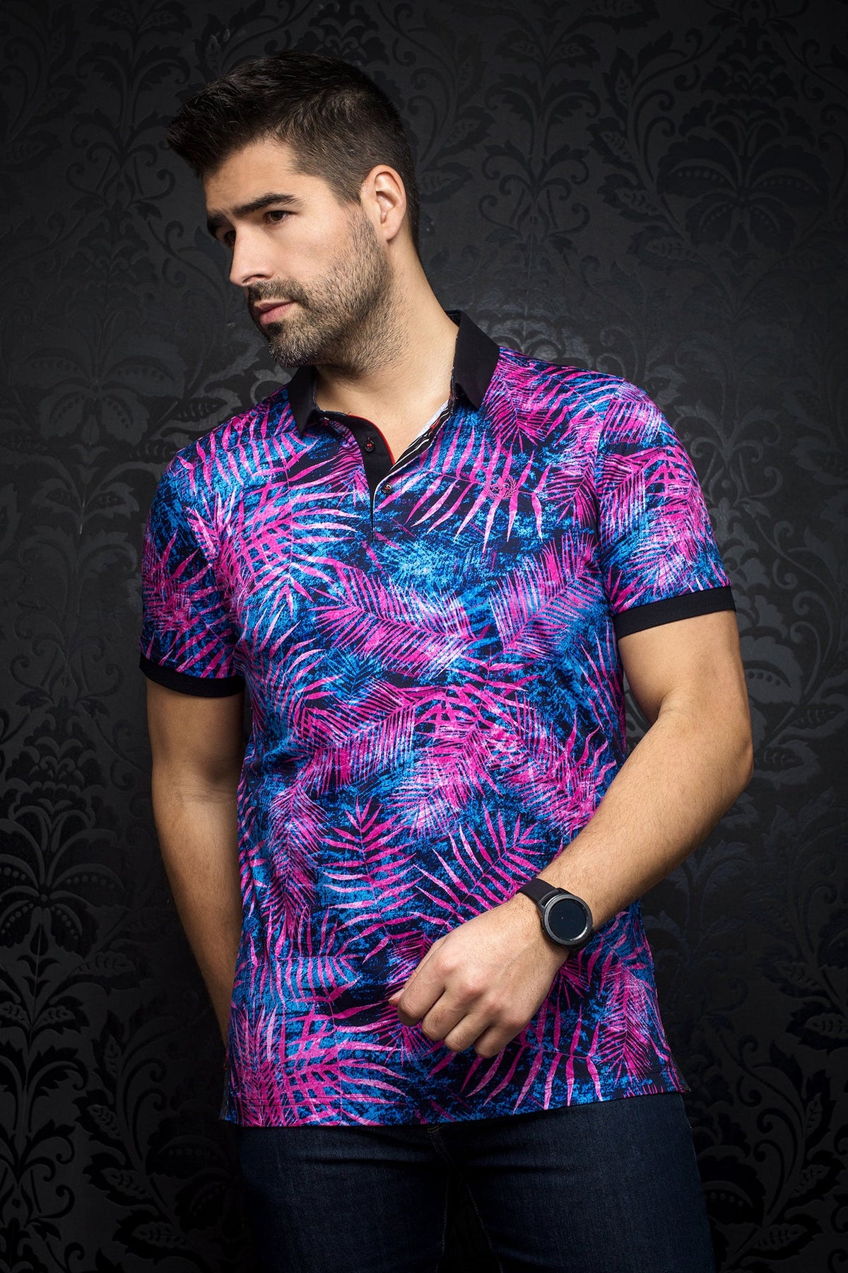 Polo pour homme par Au Noir | HILO FUCHSIA | Machemise.ca, inventaire complet de la marque Au Noir