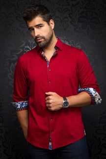 Chemise manches courtes en Knit pour homme par Au Noir | HUXLEY Rouge/red | Machemise.ca, inventaire complet de la marque Au Noir