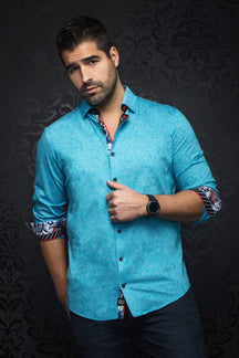 Chemise manches longues en Knit pour homme par Au Noir | HUXLEY turquoise | Machemise.ca, inventaire complet de la marque Au Noir