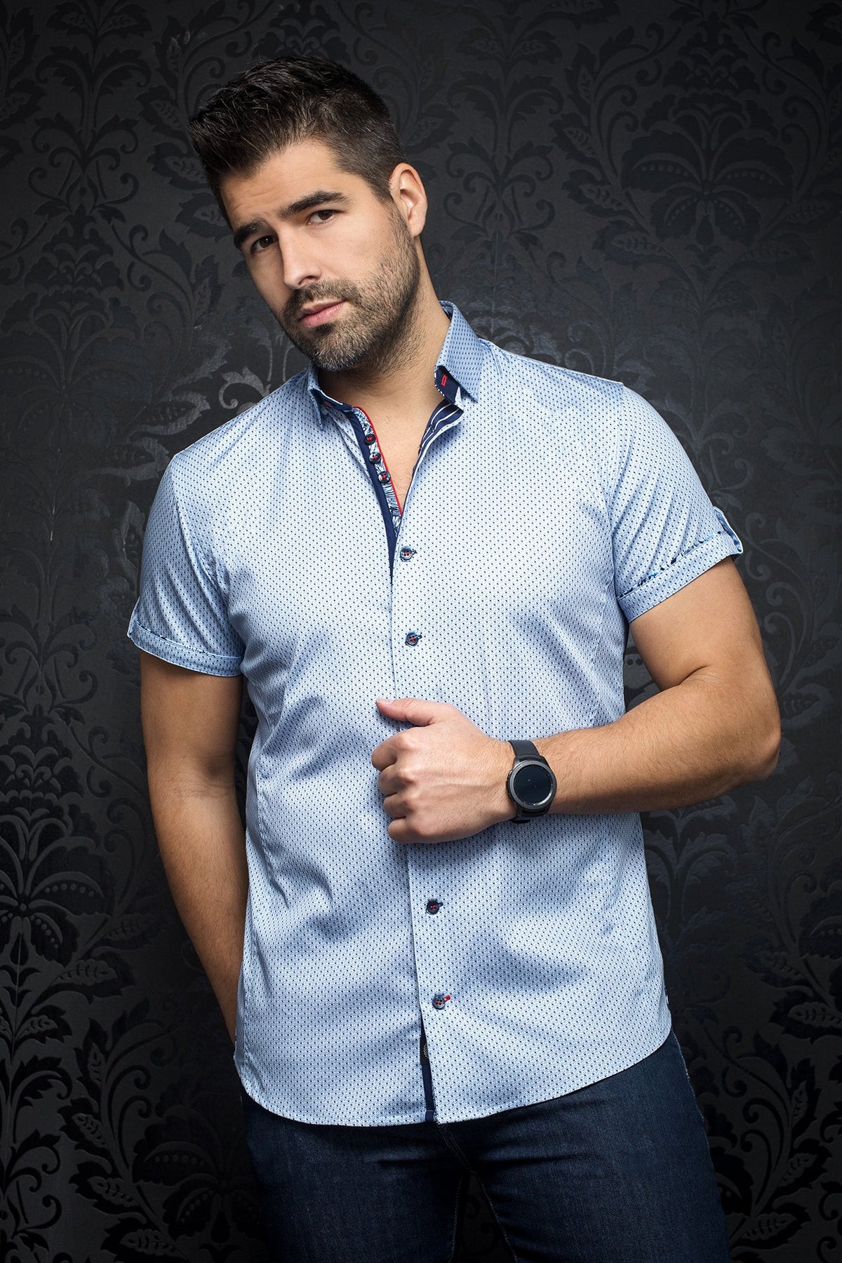 Chemise manches courtes pour homme par Au Noir | JANSSEN (SS) light blue | Machemise.ca, inventaire complet de la marque Au Noir