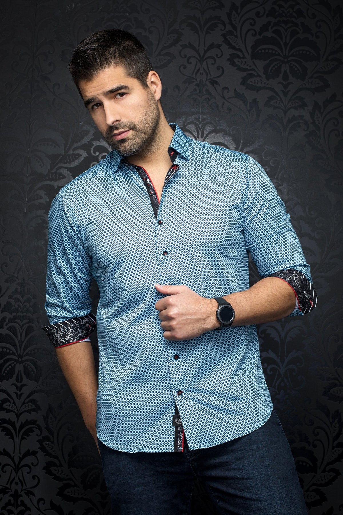 Chemise manches longues pour homme par Au Noir | KNOX turquoise | Machemise.ca, inventaire complet de la marque Au Noir