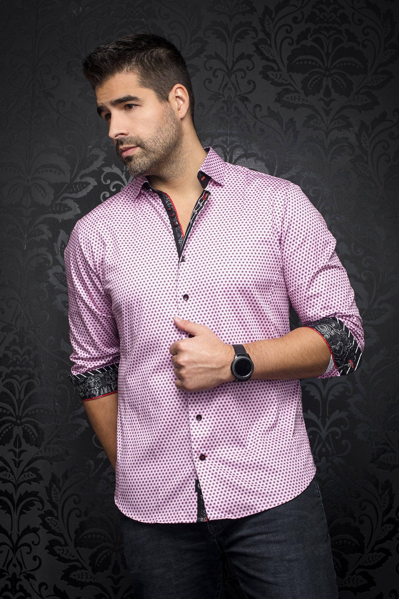 Chemise manches longues pour homme par Au Noir | KNOX white pink | Machemise.ca, inventaire complet de la marque Au Noir