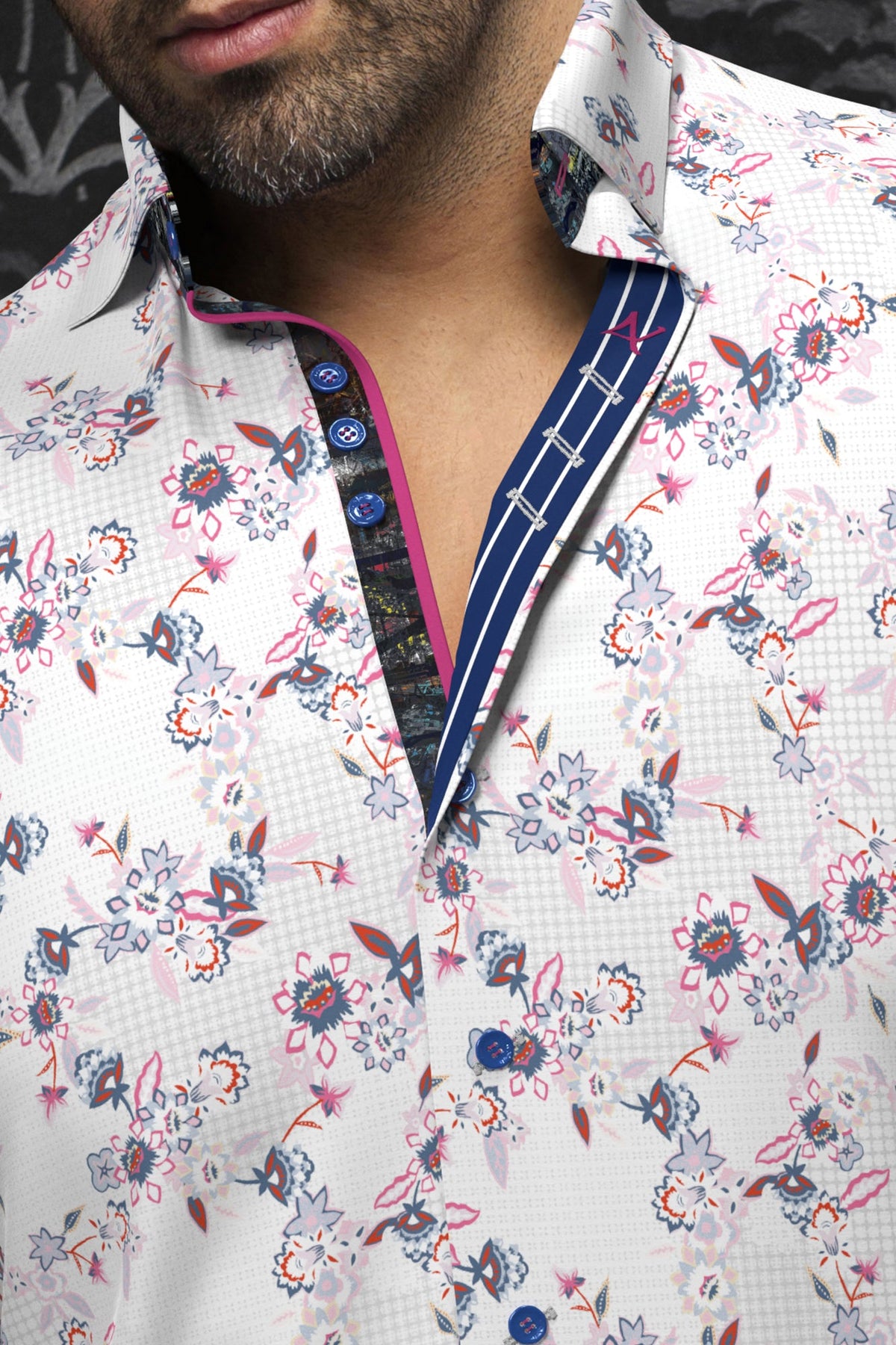 Chemise manches longues pour homme par Au Noir | LINERO Blanc Rose | Machemise.ca, inventaire complet de la marque Au Noir
