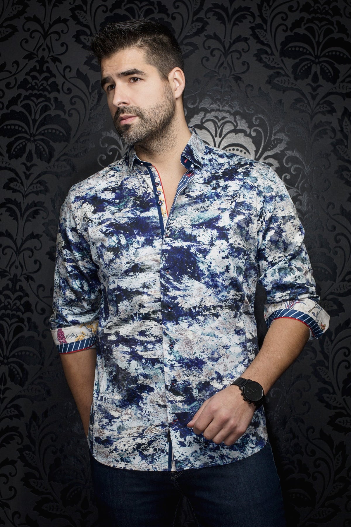 Chemise manches longues pour homme par Au Noir | MAGNANI Indigo | Machemise.ca, inventaire complet de la marque Au Noir