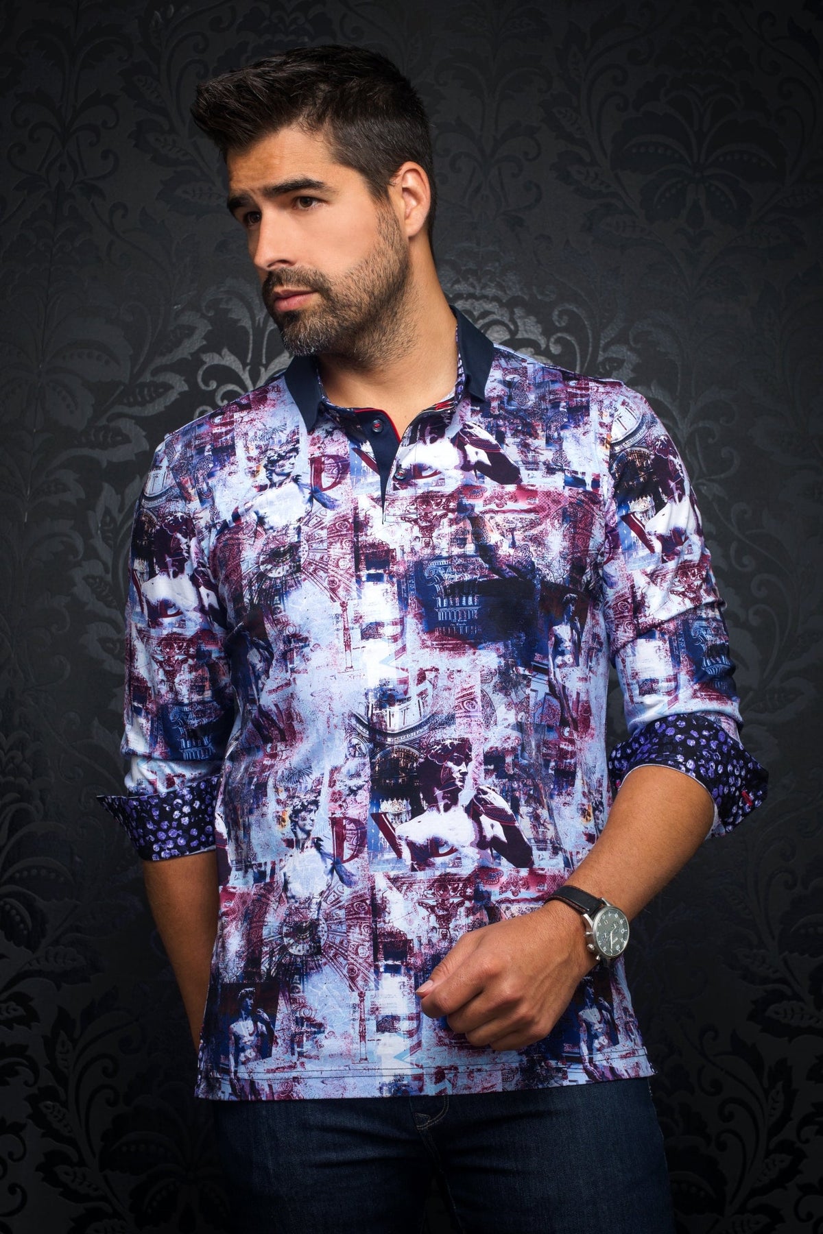 Polo pour homme par Au Noir | MARITZA Bleu Violet/blue purple | Machemise.ca, inventaire complet de la marque Au Noir