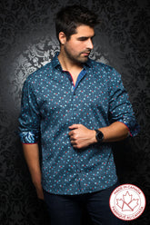 Chemise manches longues fabriquée au Canada par Au Noir - MASCARADOS navy - Machemise.ca , Inventaire complet de la marque Au Noir