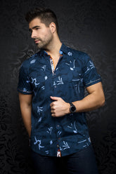 Chemise manches courtes en Knit pour homme par Au Noir | MAXCO (SS) Marine | Machemise.ca, inventaire complet de la marque Au Noir