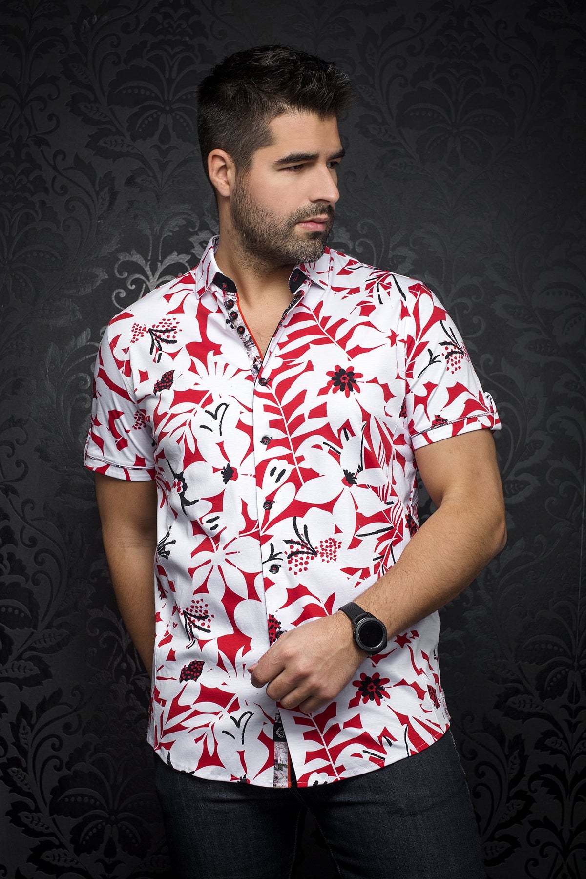 Chemise manches courtes en Knit pour homme par Au Noir | MAXCO (SS) Rouge | Machemise.ca, inventaire complet de la marque Au Noir