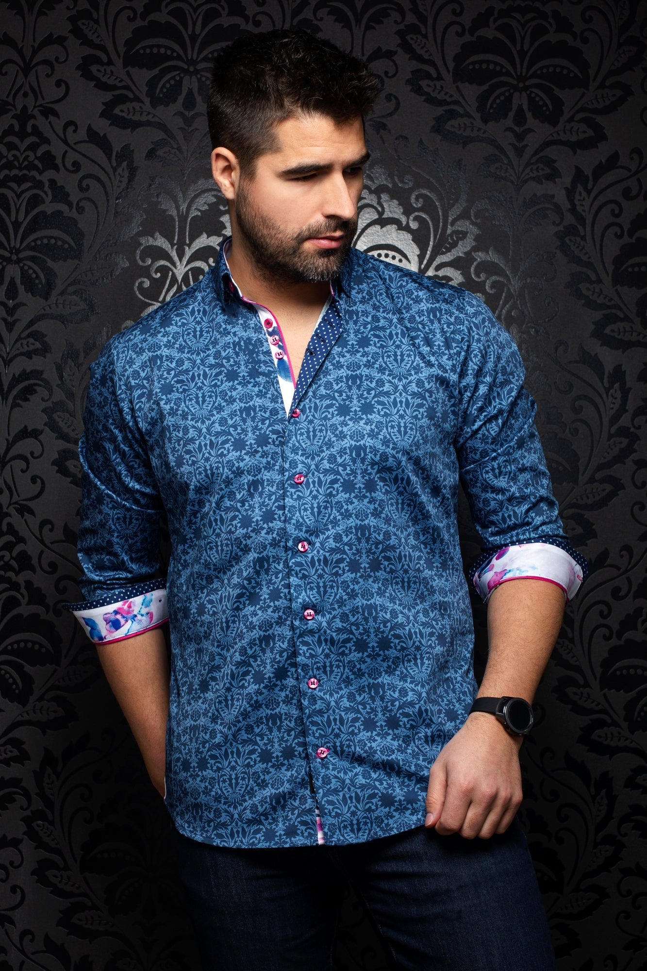Chemise manches longues pour homme par Au Noir | MONTFORT indigo | Machemise.ca, inventaire complet de la marque Au Noir
