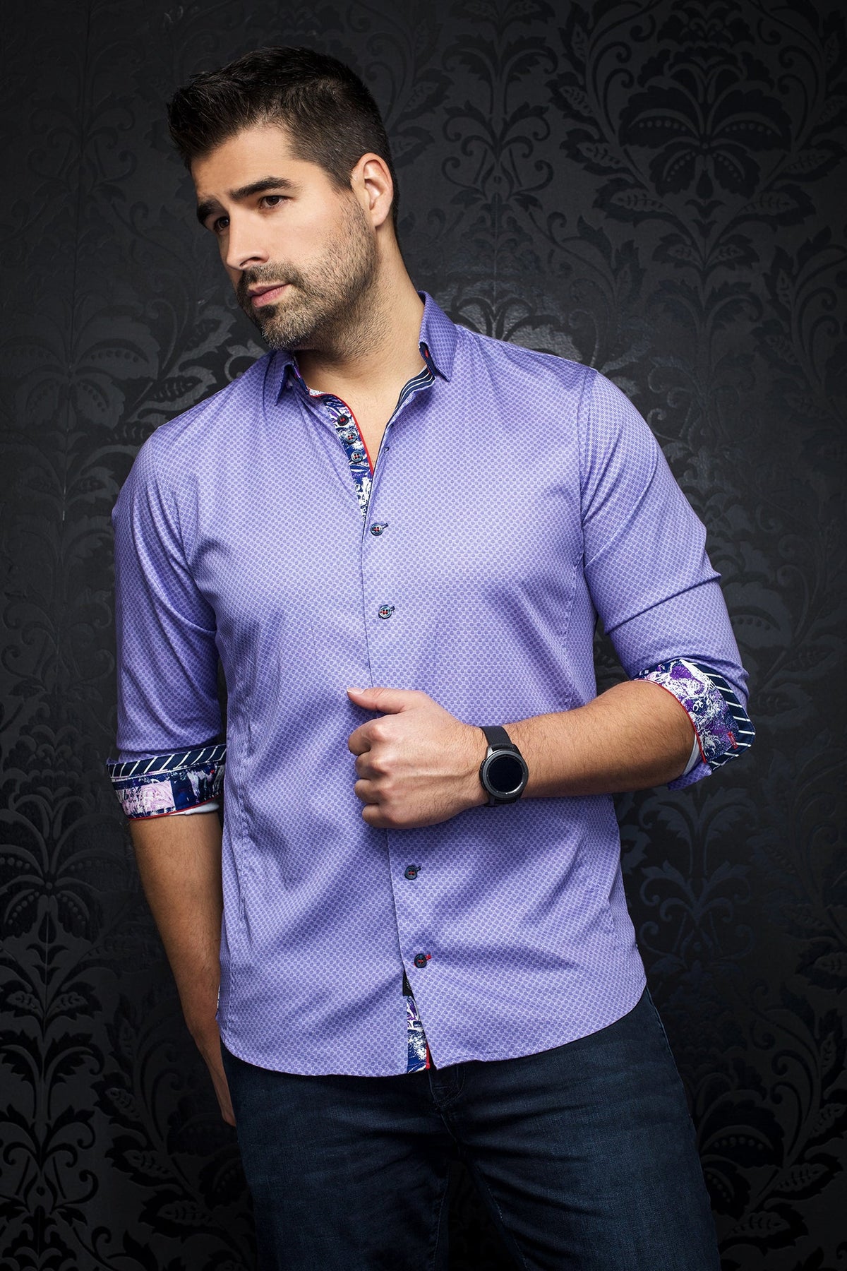 Chemise manches longues pour homme par Au Noir | MUZIO lavender | Machemise.ca, inventaire complet de la marque Au Noir