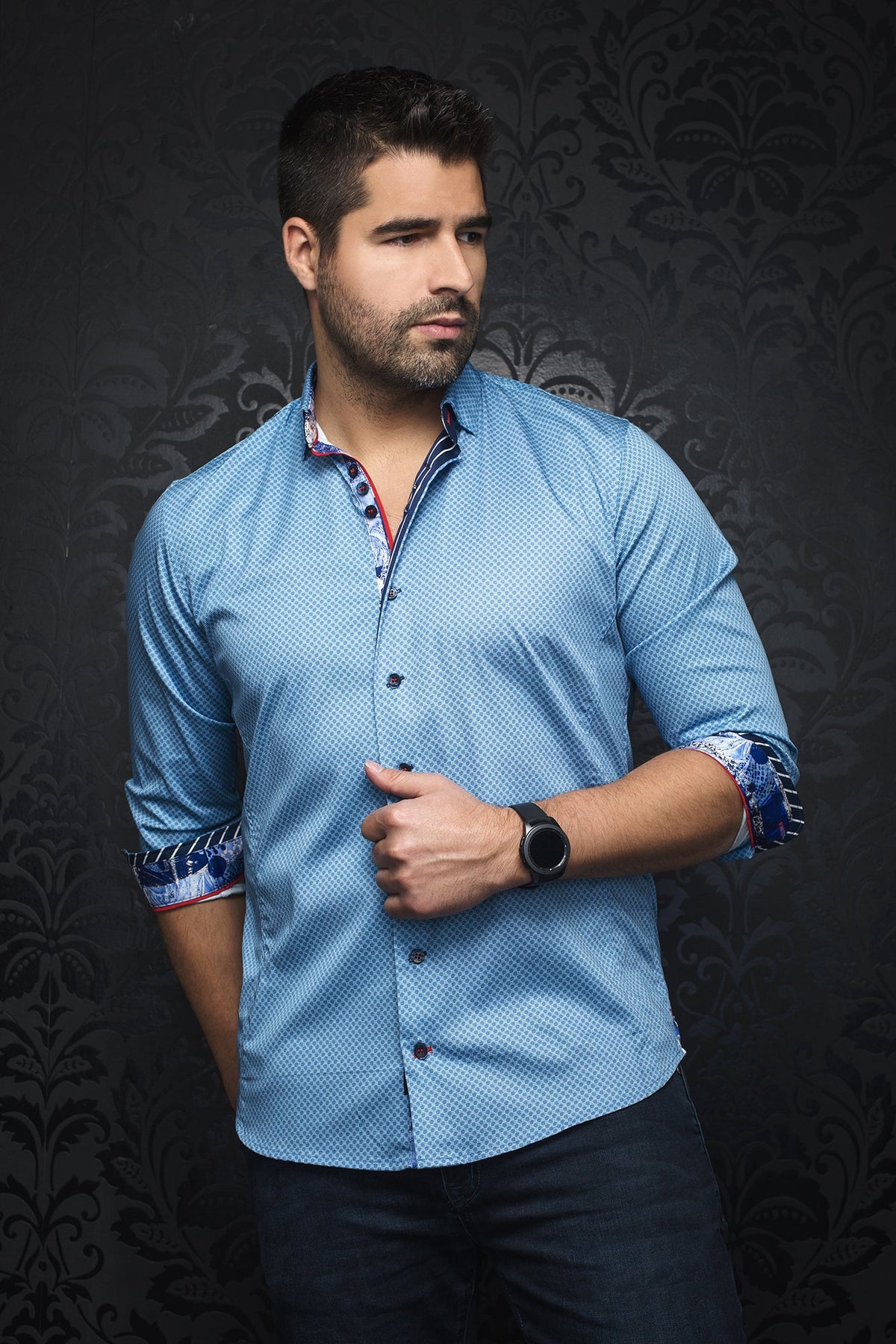 Chemise manches longues pour homme par Au Noir | MUZIO light blue | Machemise.ca, inventaire complet de la marque Au Noir