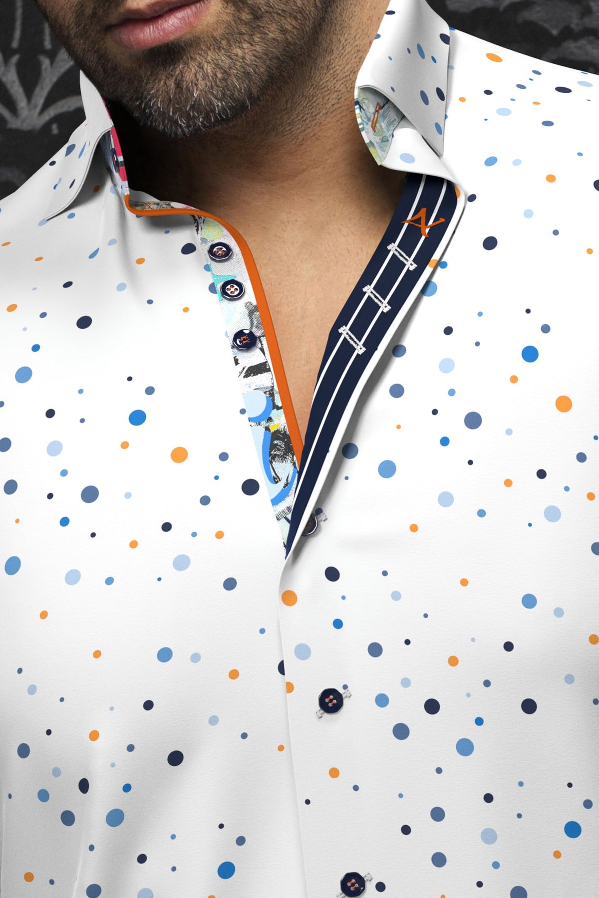 Chemise manches longues en Knit pour homme par Au Noir | ORION Blanc Bleu | Machemise.ca, inventaire complet de la marque Au Noir