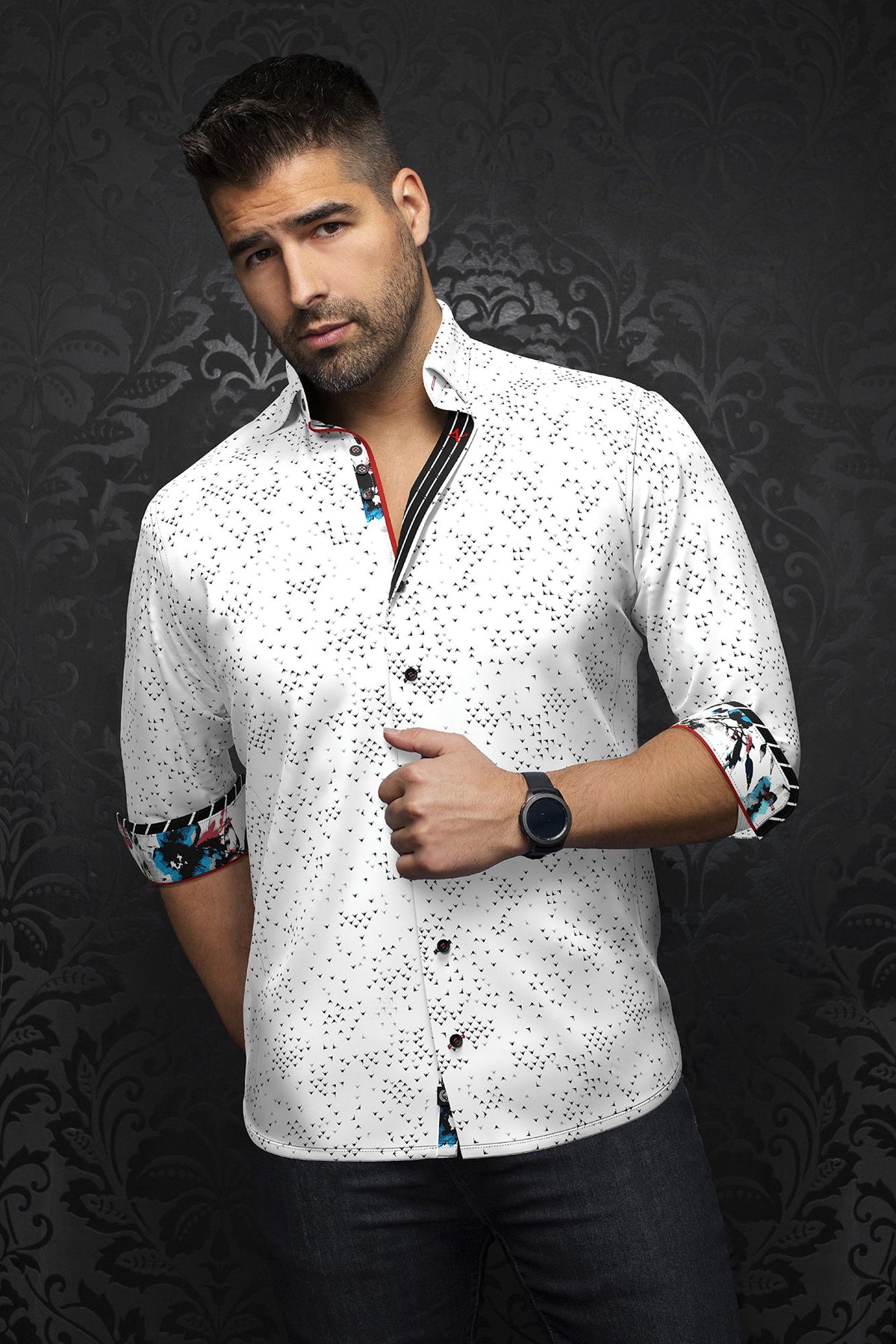 Chemise manches longues en Knit pour homme par Au Noir | PAJARO Blanc | Machemise.ca, inventaire complet de la marque Au Noir