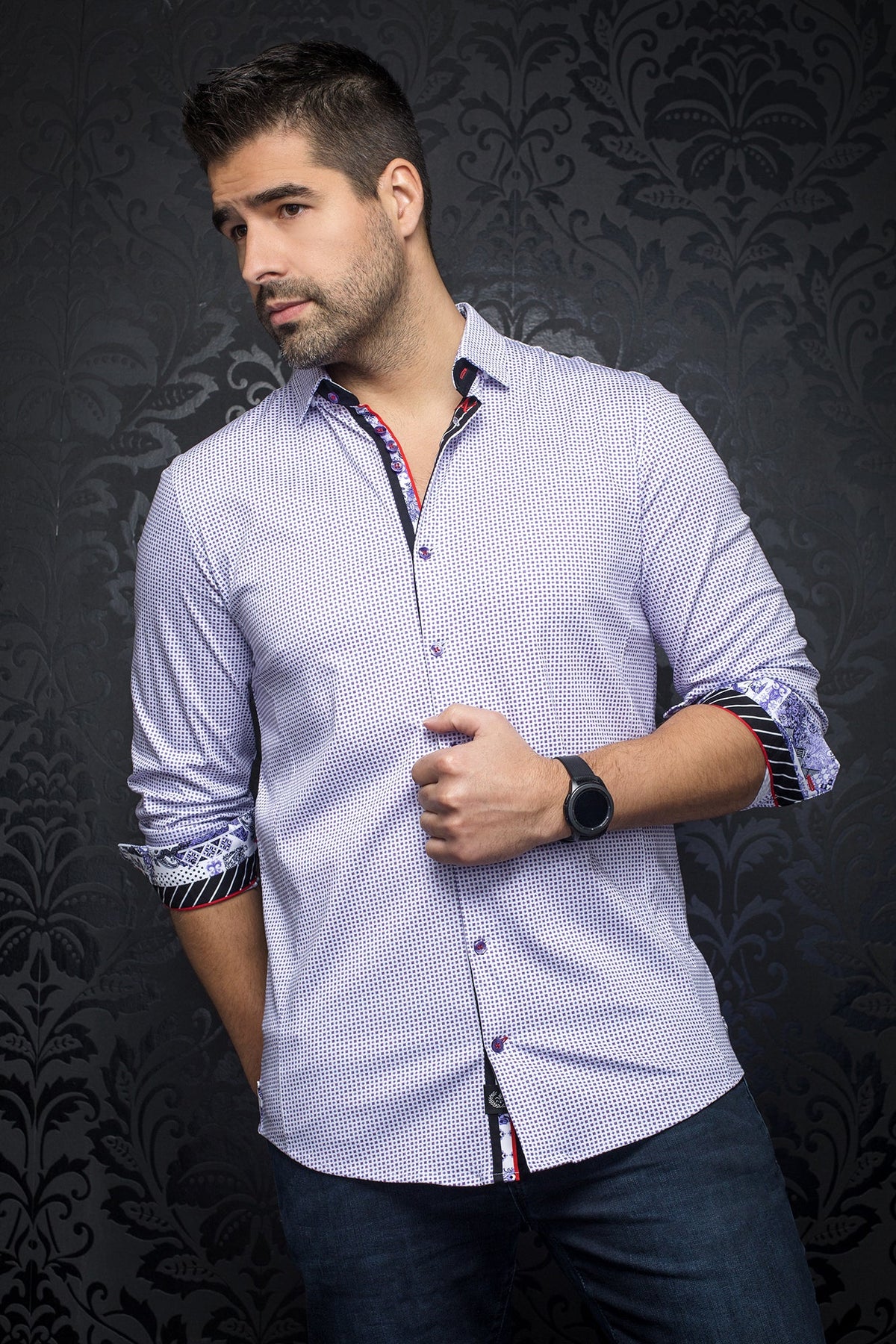 Chemise manches longues en Knit pour homme par Au Noir | PARINI lavender | Machemise.ca, inventaire complet de la marque Au Noir