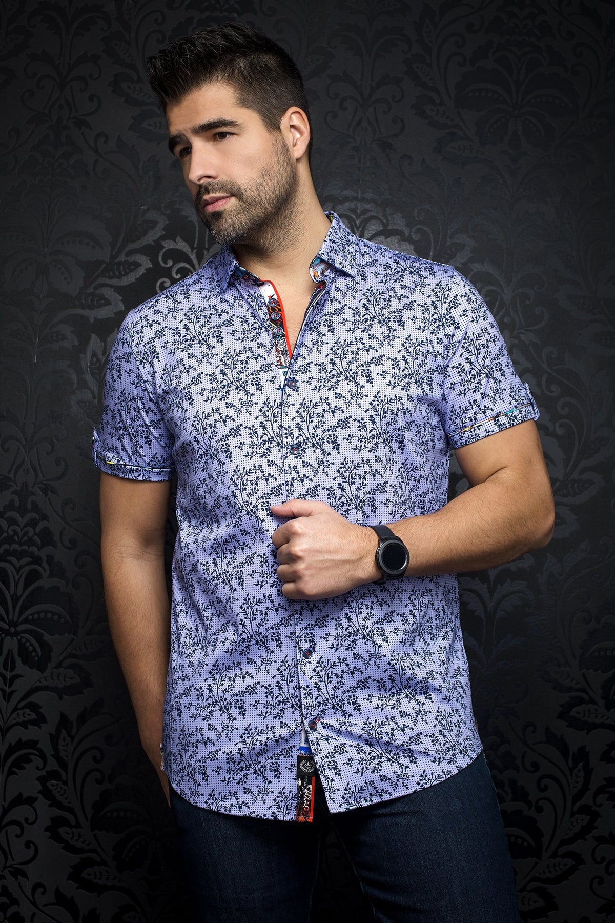 Chemise manches courtes en Knit pour homme par Au Noir | PAVLOVA (SS) lavender | Machemise.ca, inventaire complet de la marque Au Noir