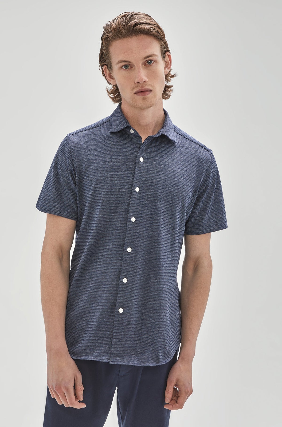 Chemise manches courtes en Knit pour homme par Robert Barakett | RB31146/Fisk Bleu/Blue| Machemise.ca, vêtements mode pour hommes