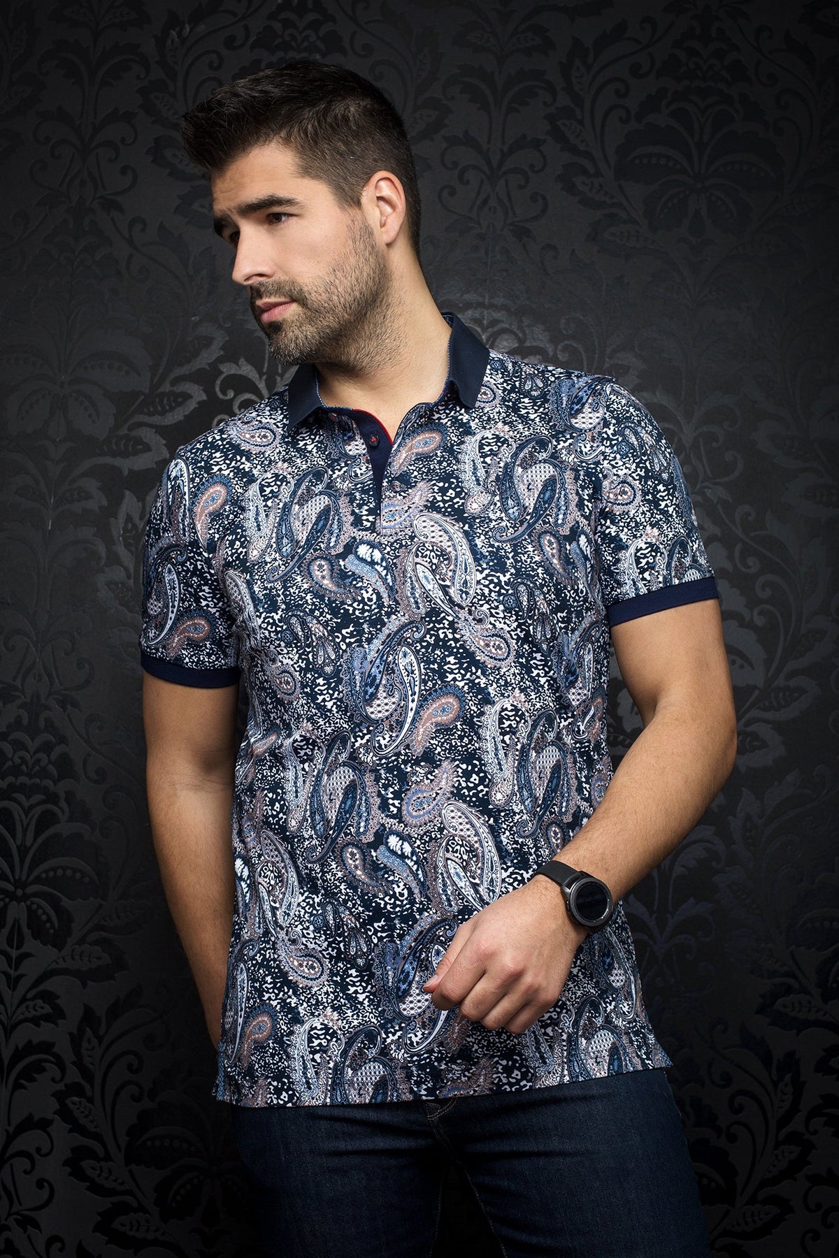 Polo pour homme par Au Noir | RIBERA NAVY TOBACCO | Machemise.ca, inventaire complet de la marque Au Noir