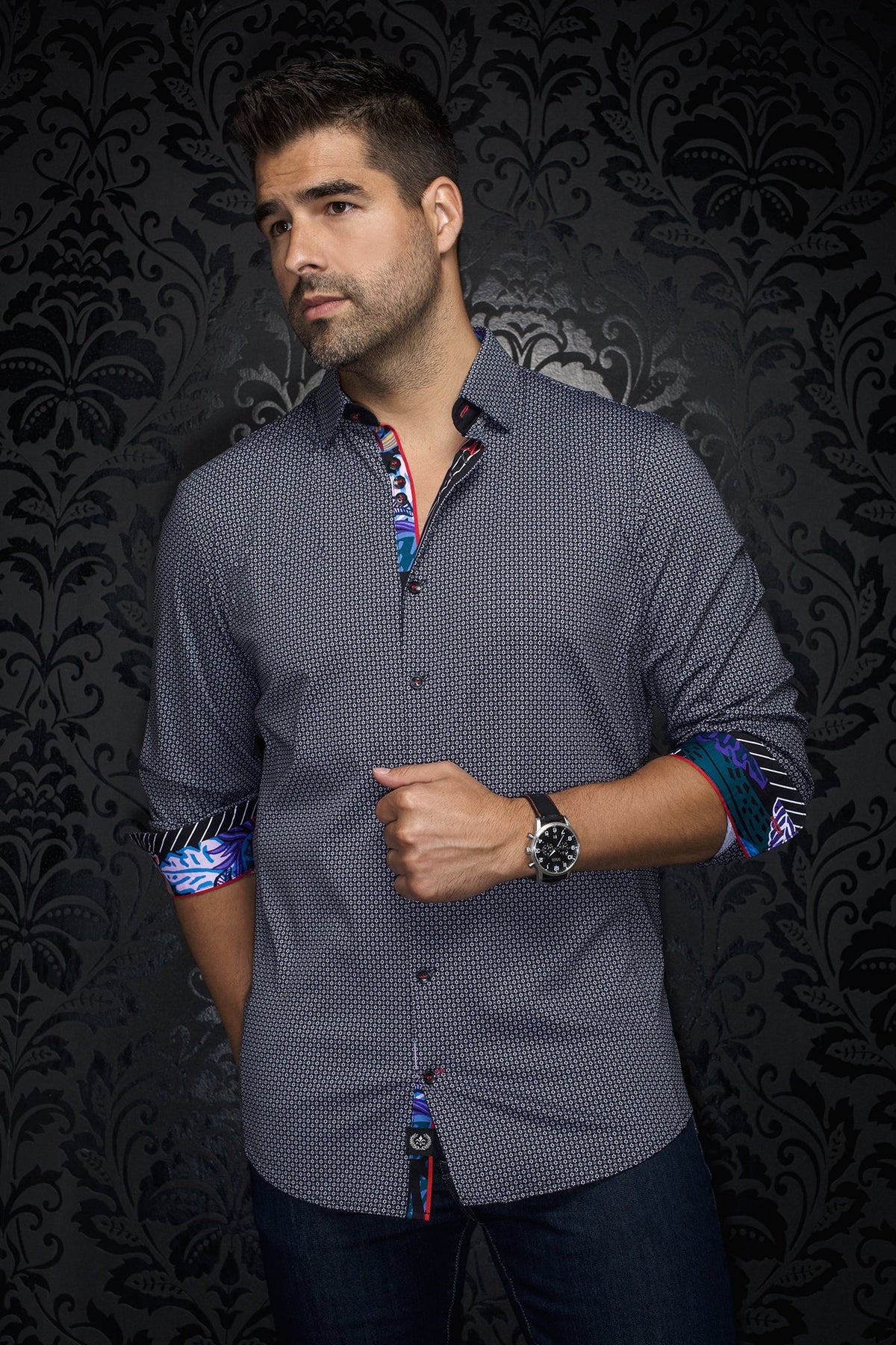 Chemise manches longues en Knit pour homme par Au Noir | RIOJA Noir | Machemise.ca, inventaire complet de la marque Au Noir