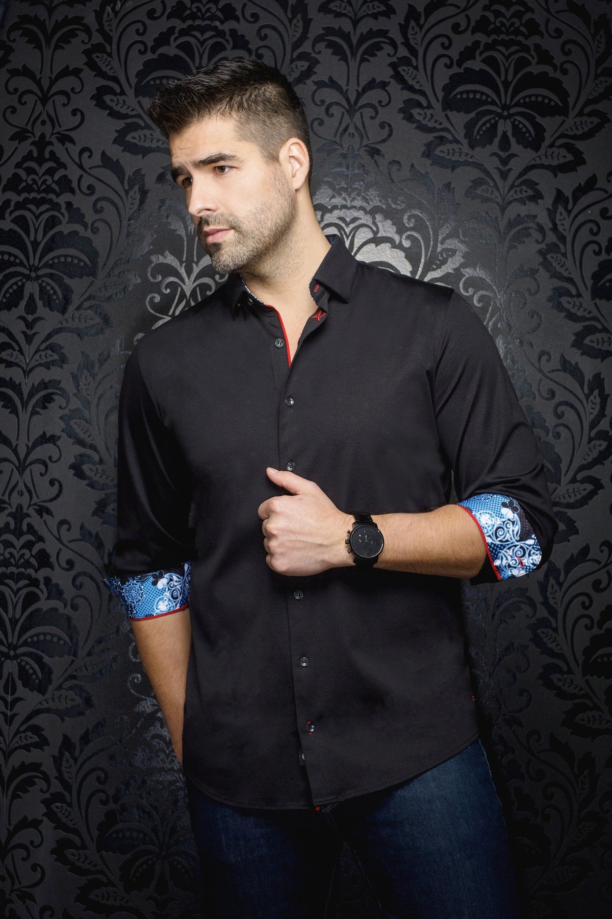 Chemise manches longues en Knit pour homme par Au Noir | ROSMARINO Noir | Machemise.ca, inventaire complet de la marque Au Noir