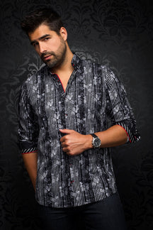 Chemise manches longues en Knit pour homme par Au Noir | RUBIO Gris Noir/black | Machemise.ca, inventaire complet de la marque Au Noir
