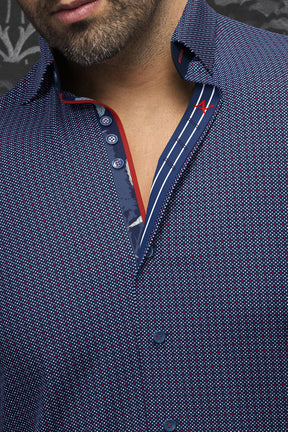 Chemise manches longues pour homme par Au Noir | SALAZAR Marine Rouge | Machemise.ca, inventaire complet de la marque Au Noir