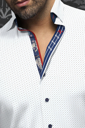 Chemise manches longues pour homme par Au Noir | SALAZAR Blanc Marine | Machemise.ca, inventaire complet de la marque Au Noir