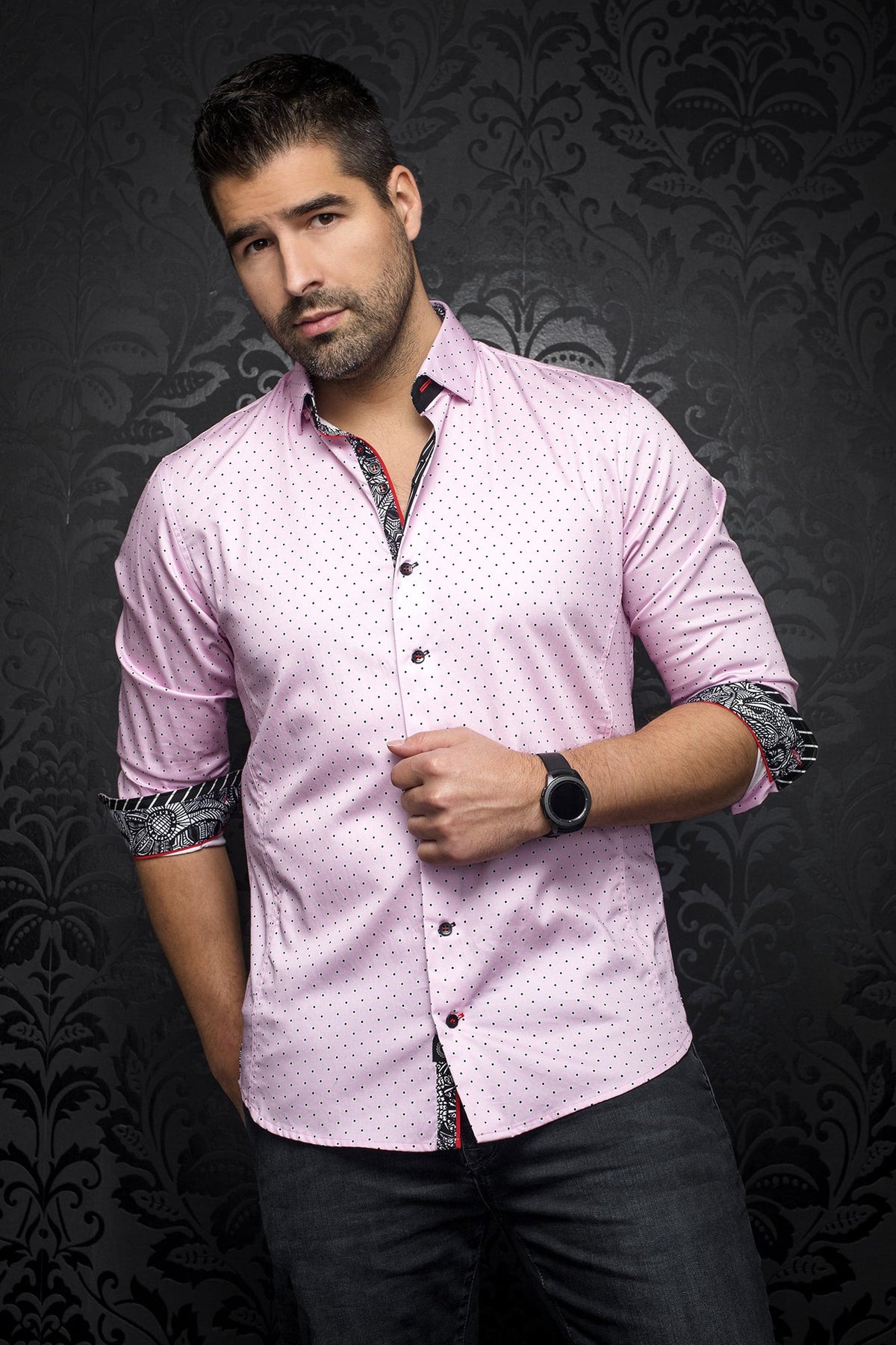 Chemise manches longues pour homme par Au Noir | SANTANA pink | Machemise.ca, inventaire complet de la marque Au Noir