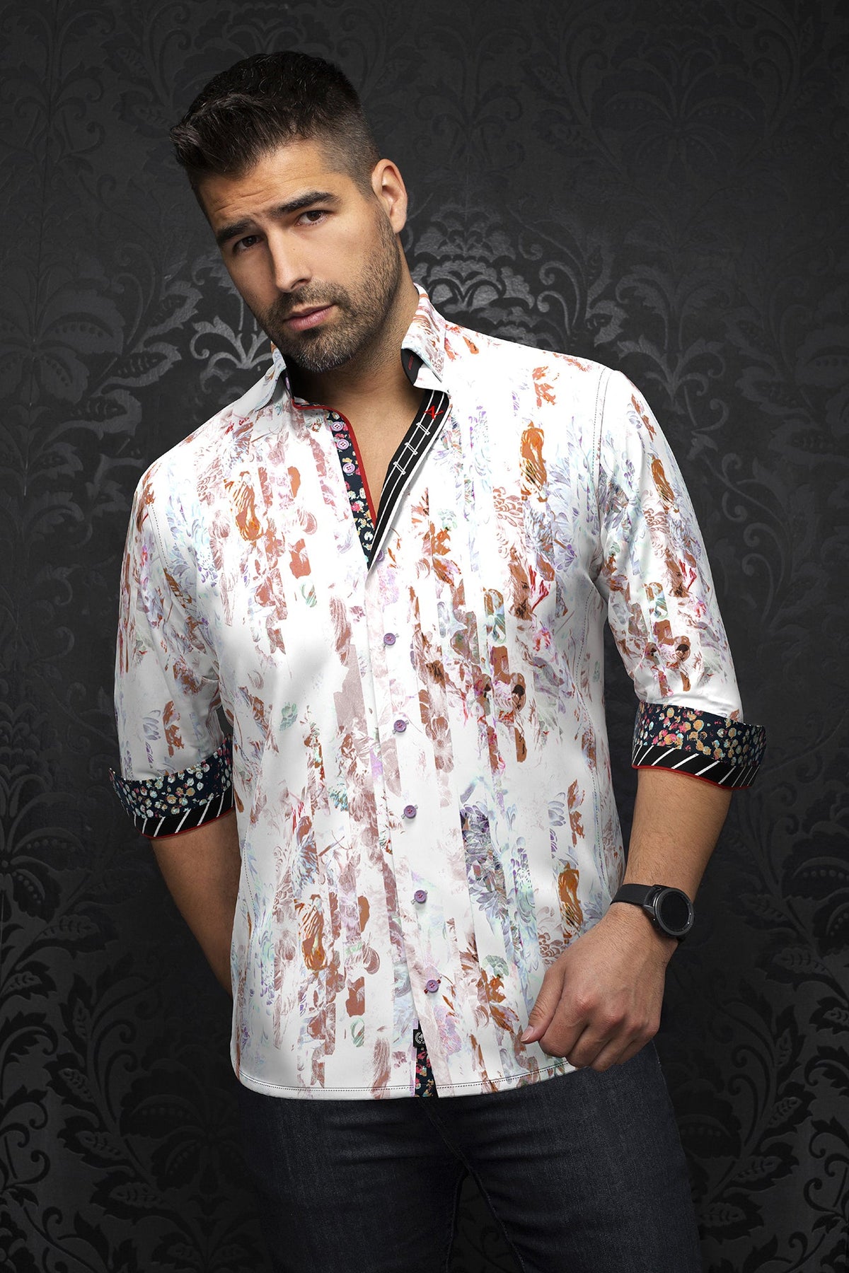 Chemise manches longues pour homme par Au Noir | SUAREZ Blanc Beige | Machemise.ca, inventaire complet de la marque Au Noir