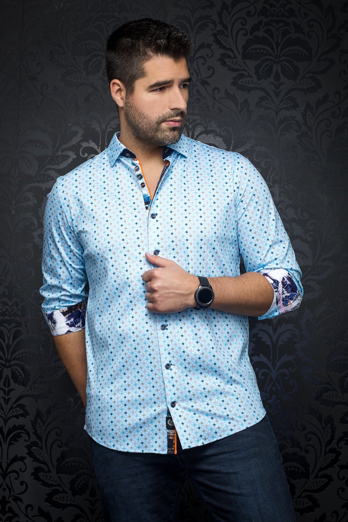 Chemise manches longues en Knit pour homme par Au Noir | TREVIS turquoise | Machemise.ca, inventaire complet de la marque Au Noir