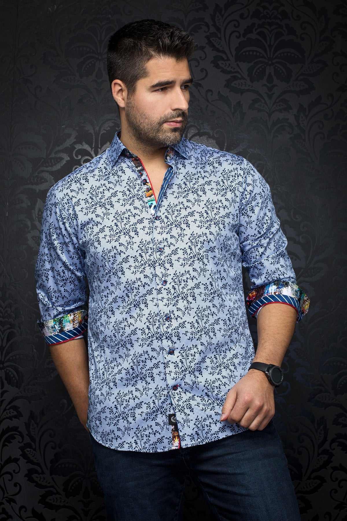 Chemise manches longues en Knit pour homme par Au Noir | VICTOR light blue | Machemise.ca, inventaire complet de la marque Au Noir