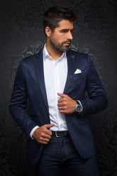 Veston pour homme par Au Noir | WILLIAM_JACQUARD Marine/navy | Machemise.ca, inventaire complet de la marque Au Noir