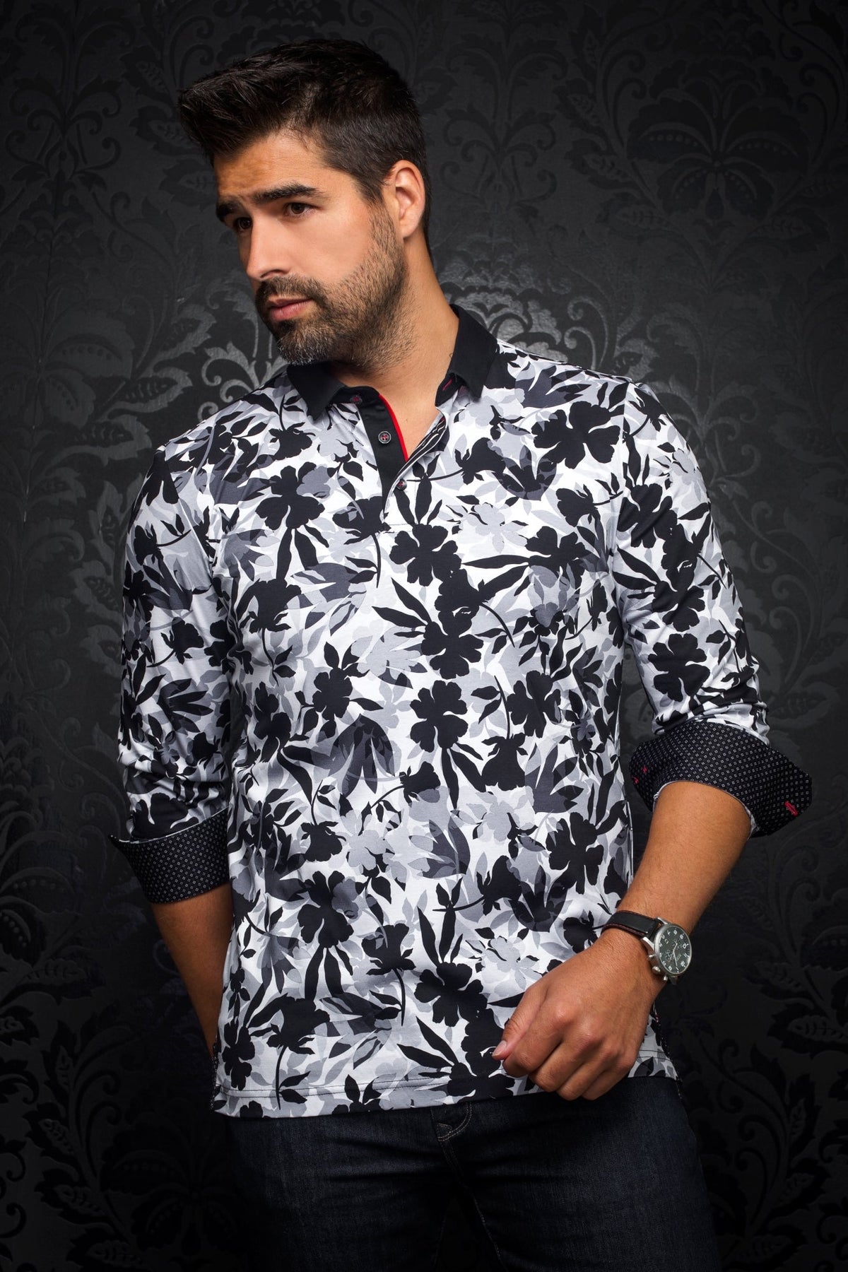 Polo pour homme par Au Noir | YAVARI Noir Blanc/white black | Machemise.ca, inventaire complet de la marque Au Noir