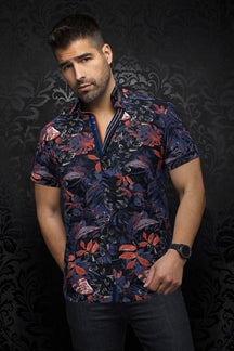 Chemise manches courtes en Knit pour homme par Au Noir | ZENATA(SS) Marine Orange | Machemise.ca, inventaire complet de la marque Au Noir