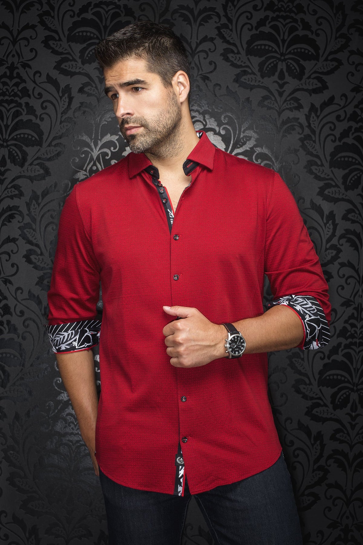 Chemise manches longues en Knit pour homme par Au Noir | ZOLA Rouge | Machemise.ca, inventaire complet de la marque Au Noir